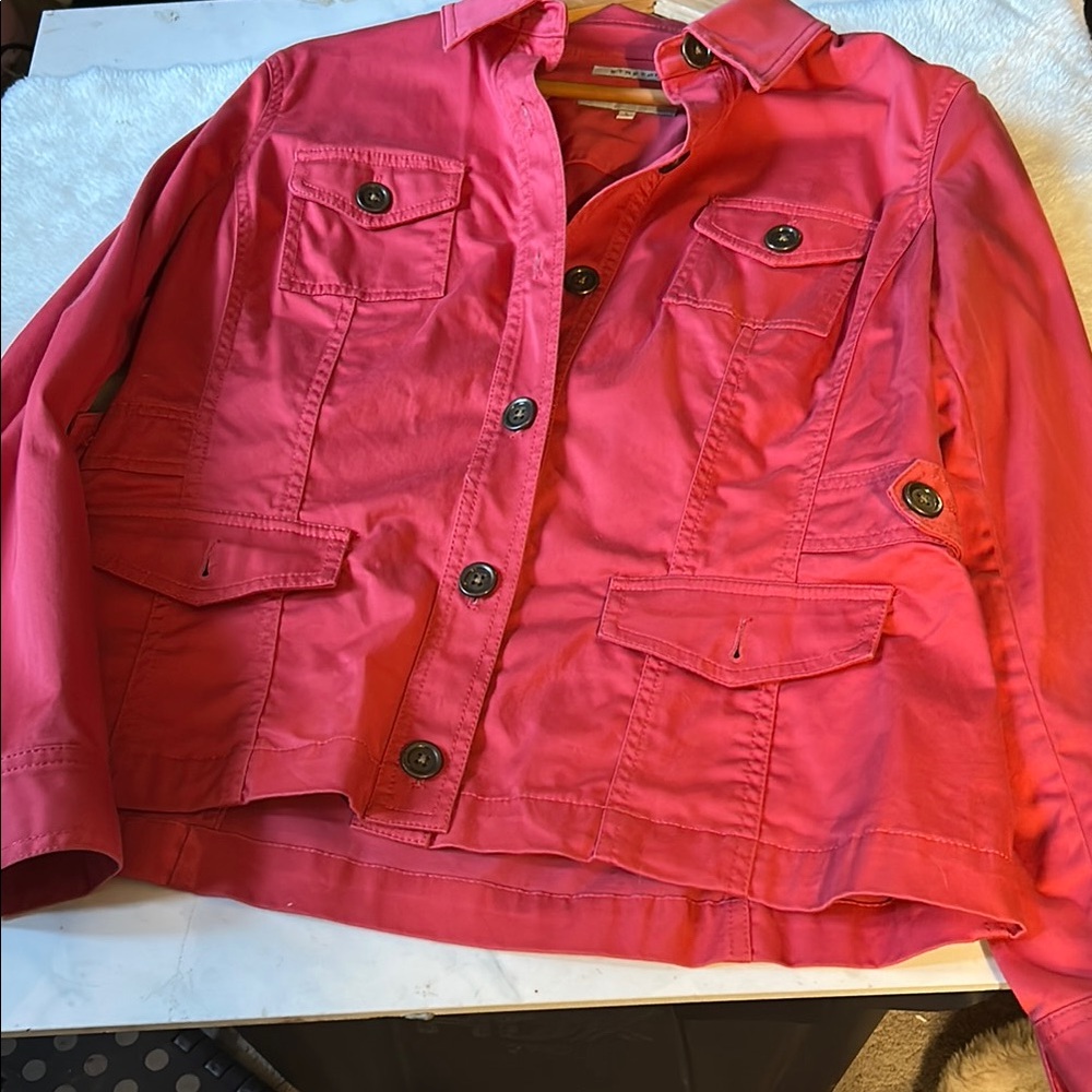 Jones New York Pink Utility Jacket with Structured Shoulders